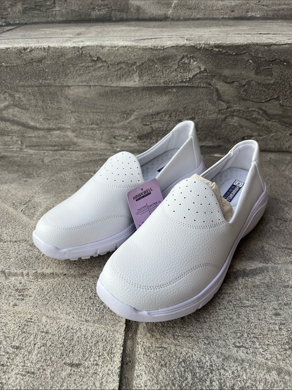 Hawkwell Bliss Style White Orthopedic Comfort Slip On Work Shoes Size 9